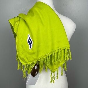 NWT Shu-Shi Oceania Cruiseline lime green fringe trim sarong w/cinch ring.